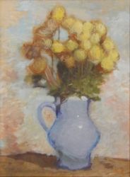Žlutá kytice v modrém džbánu, 40. - 50. léta 20. století