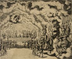 Jupiterovo království s hostinou bohů, ze souboru návrhů Il Pomo D'Oro, 1668