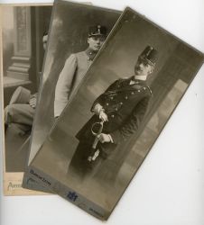Muži v uniformách, soubor 3 ks, před 1. světovou válkou