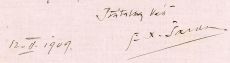 Dopis s podpisem, 1909